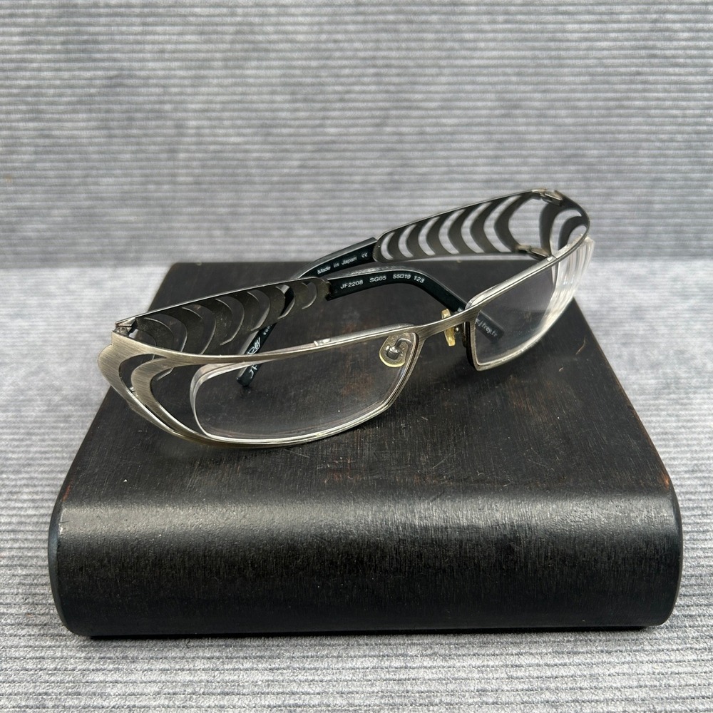 J.F. Rey JF2208 Gunmetal Cutout Wave Rectangular Y2k Sunglasses Japan 55-19-123